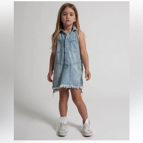 One teaspoon KIDS MINI denim BRAXTON DRESS size 9-10 - Picture 4 of 13